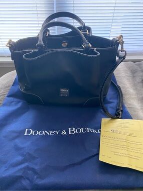 Dooney & Bourke Black Leather Tote with Removable Crossbody Strap